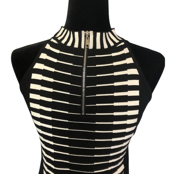LUNA Black & White Halter Bodycon Dress - Picture 6 of 10